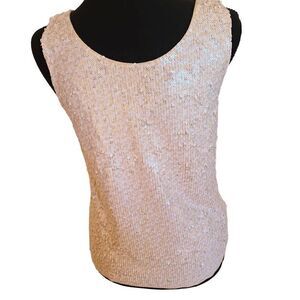 NWT J Crew Womens Sleeveless Tank Top Sequin Cotton Cream Small